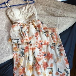 White and Floral Maxi Dress